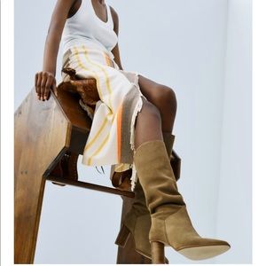 Zara heeled suede knee high boots